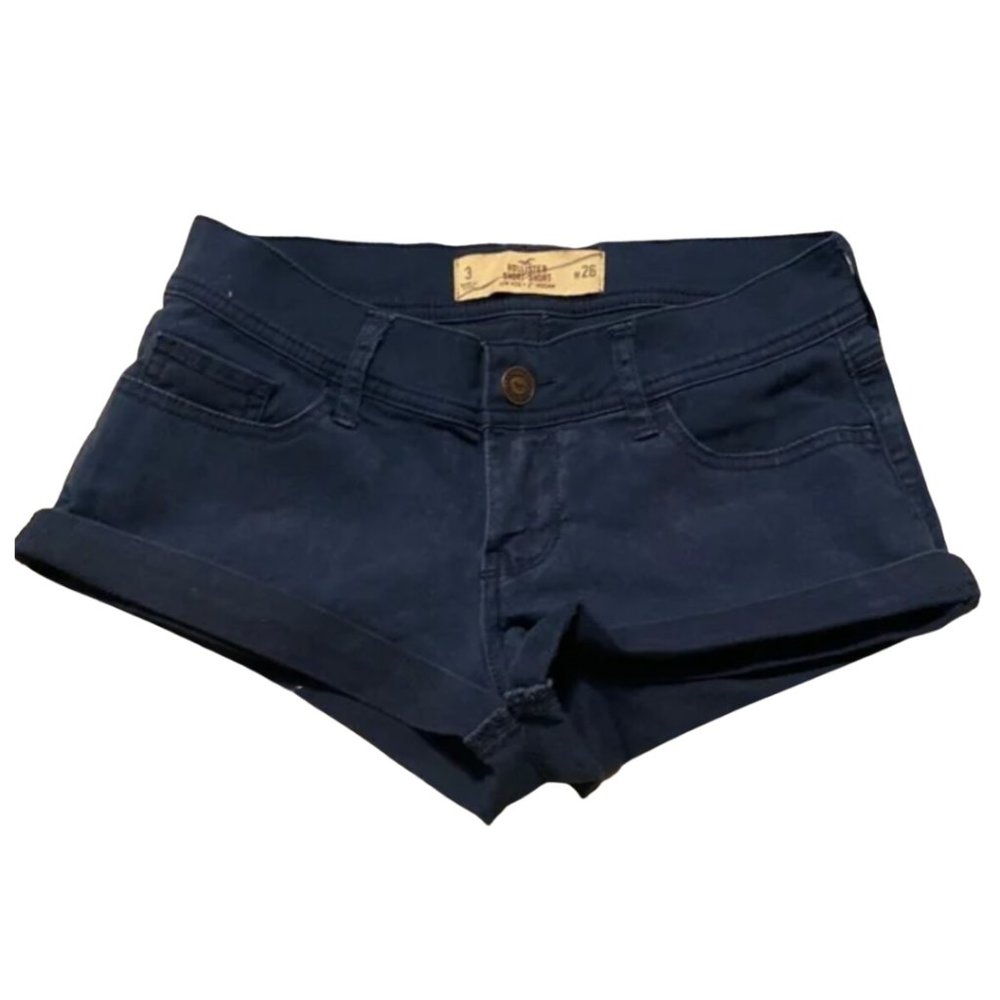 HOLLISTER SHORT-SHORT Low Rise 2” Inseam Navy Jean Shorts Size 3 W26